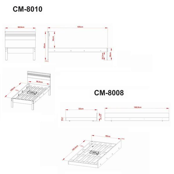 Imagem de Kit Conjunto Cama de Solteiro Com Cabeceira e Bicama Cama Auxiliar Quarto Marrom Amêndoa e Branco