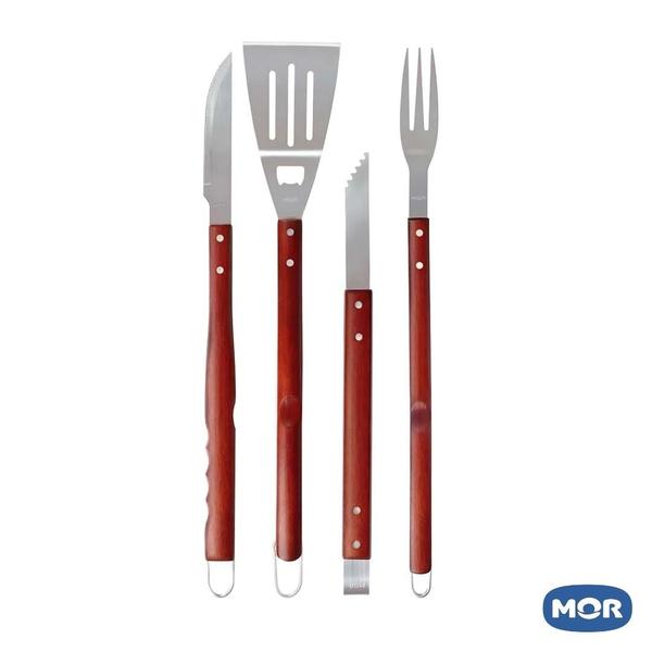 Imagem de Kit conjunto churrasco mor 4 peças grande para churrasqueira