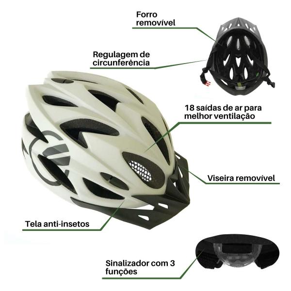 Imagem de Kit Conjunto Ciclismo Camisa Bermuda Proteção UV + Capacete Ciclismo + Luvas + Óculos Esportivo + Manguito + Bandana