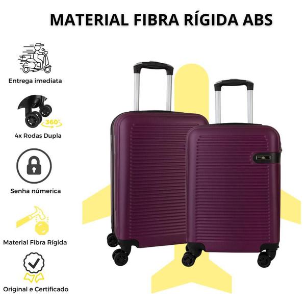 Imagem de Kit Conjunto De 2 Malas Viagem Para Bordo De Fibra Rígida - Rodas 360 Anac 10kg