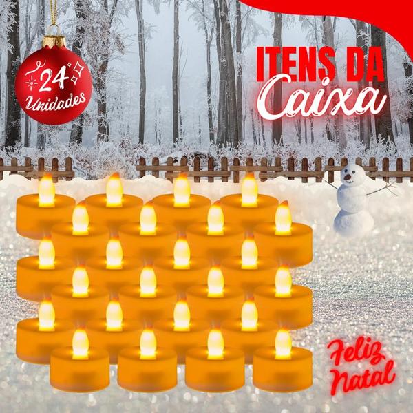 Imagem de Kit Conjunto De 24 Mini Vela Led Chama Enfeite De Natal