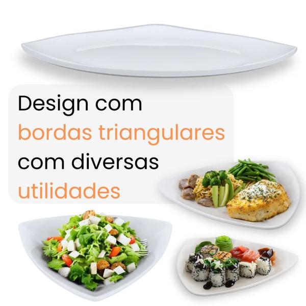 Kit Conjunto de 8 Pratos Rasos Brancos 21,6 Cm Borda Triangular Delicada em Melamina / Plastico Premium Bestfer Imagem de Kit Conjunto de 8 Pratos Rasos Brancos 21,6 Cm Borda Triangular Delicada em Melamina / Plastico Premium Bestfer