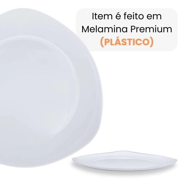 Kit Conjunto de 8 Pratos Rasos Brancos 21,6 Cm Borda Triangular Delicada em Melamina / Plastico Premium Bestfer Imagem de Kit Conjunto de 8 Pratos Rasos Brancos 21,6 Cm Borda Triangular Delicada em Melamina / Plastico Premium Bestfer