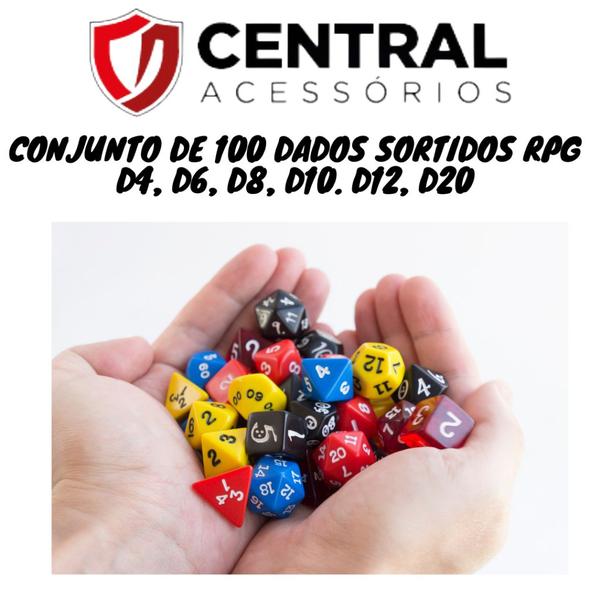 Imagem de Kit Conjunto de Dados Rpg Para Jogo de Tabuleiro Mesa com D4, D6, D8, D10, D12, D20