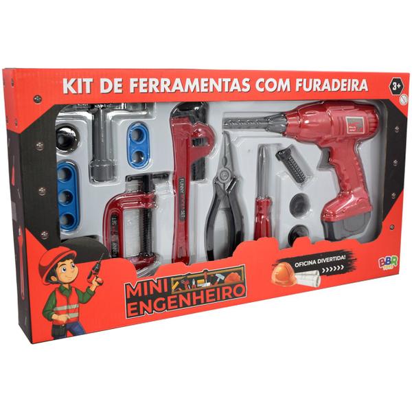 Imagem de Kit Conjunto de Ferramentas 14 peças Furadeira Pedagógico