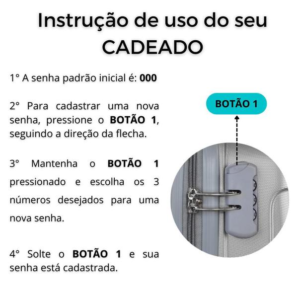 Imagem de Kit Conjunto de Malas de Bordo P/ Viagem Fibra Rígida Rodas 360