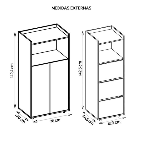 Imagem de Kit Conjunto Escritório 2 Peças Studio Marrom Caemmun