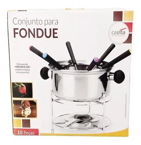 Imagem de Kit Conjunto Fondue Panela Aparelho Inox 11 Peças