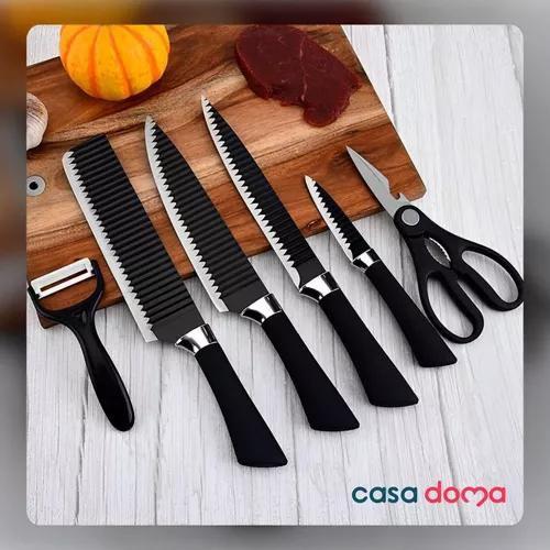 Imagem de Kit Conjunto Jogo De Facas Antianderente Kit 6 Peças Chef Cozinha Aço Inoxidável Churrasco 