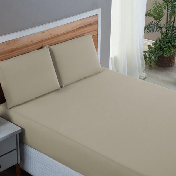 Imagem de Kit Conjunto Lençol Casal com Fronhas  3 Peças Roupa de Cama Box 200 Fios Algodão