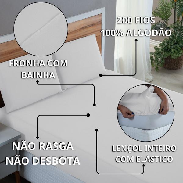 Imagem de Kit Conjunto Lençol Queen com Fronhas 4 Peças Roupa de Cama Box 200 Fios Algodão