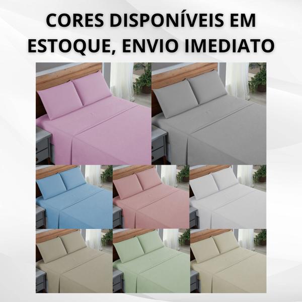 Imagem de Kit Conjunto Lençol Queen com Fronhas 4 Peças Roupa de Cama Box 200 Fios Algodão