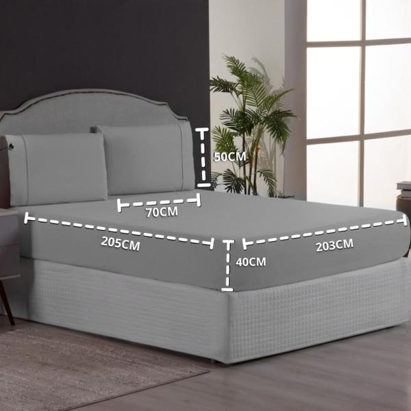 Imagem de Kit Conjunto Lençol Super King 200 Fios Forro de Cama Box com Fronhas Ponto Palito 3 Peças