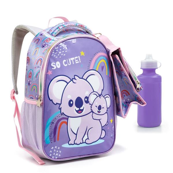 Imagem de Kit Conjunto Mochila Infantil Menina Zoop Animais Lançamento