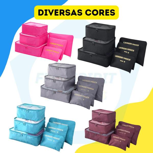 Imagem de Kit Conjunto Organizador 6 peças Para Viagem Mala Bolsa Multifuncional Unissex