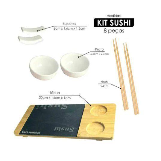 Imagem de Kit Conjunto Para Servir Sushi 8 Pç Porcelana Com Ardósia