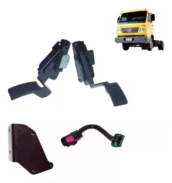 Imagem de Kit conjunto pedal eletronico com suporte e chicote vw caminhão onibus  8150e a 31260e