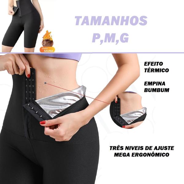 Imagem de Kit Conjunto Queima Caloria Feminino Bermuda + Regata Efeito Sauna Tecido Térmico Esportes