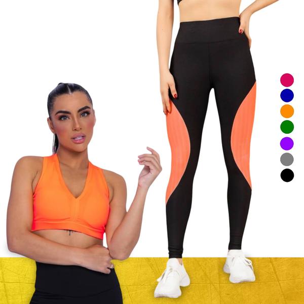 Imagem de KIT conjunto TOP ALÇA MÉDIA bojo + CALÇA LEGGING REDINHA Feminino Academia Corrida Fitness 700