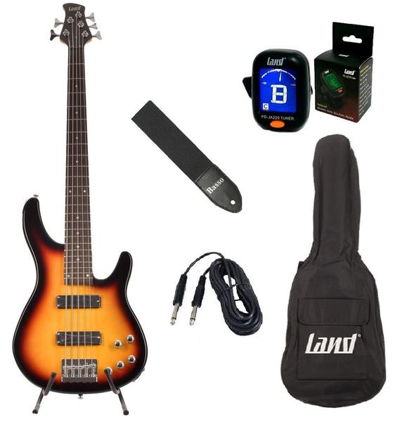 Imagem de KIT CONTRA BAIXO 5 CORDAS LAND SUNBURST-CAPA-CORREIA-AFINADOR-CABO - Duplicado