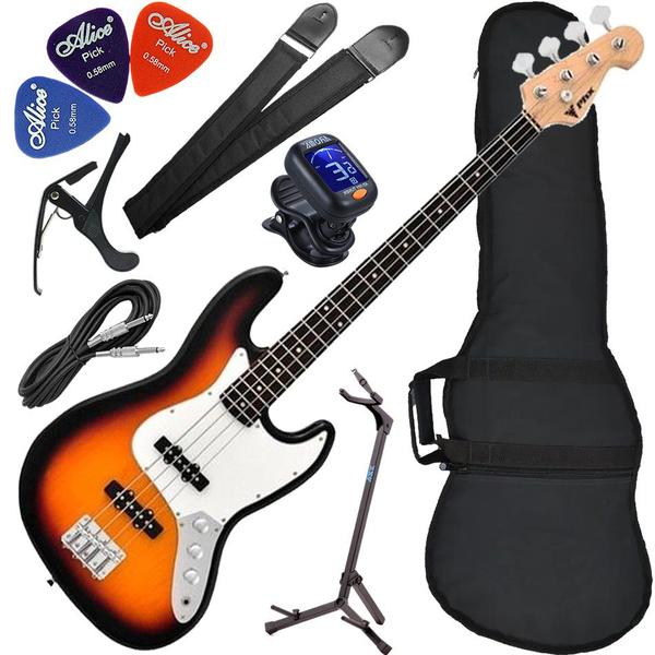 Imagem de Kit Contrabaixo PHX JB 3TS Jazz Bass 4 Cordas Sunburst Bx02