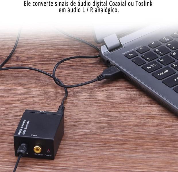 Imagem de Kit Conversor Óptico Coaxial Digital + Cabo Óptico Smart Tv