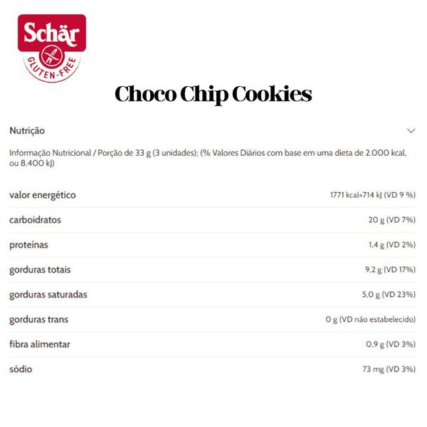 Imagem de KIT Cookie choco chip Dr. Schar 100g - Caixa com 6 unidades