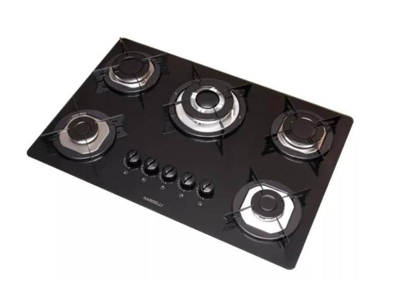 Imagem de Kit Cooktop 5 Bocas bivolt + Coifa  80cm Amarelo Nardelli alumínio