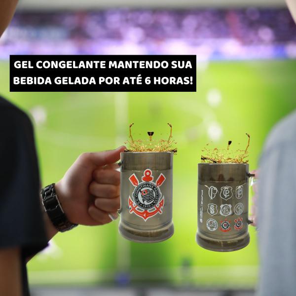 Kit Copo Americano Vidro 190ml Tradicional + Caneca Gel 300ml Térmico Chopp Cerveja Corinthians - BRASFOOT Imagem de Kit Copo Americano Vidro 190ml Tradicional + Caneca Gel 300ml Térmico Chopp Cerveja Corinthians
