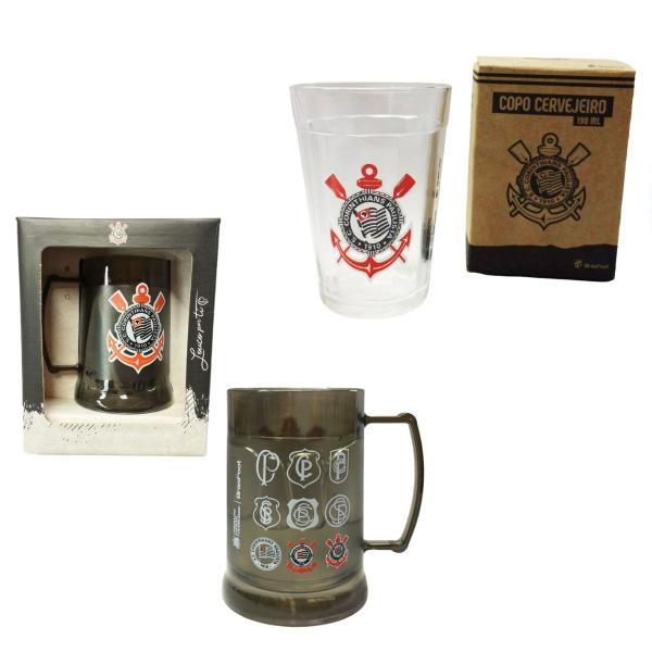 Kit Copo Americano Vidro 190ml Tradicional + Caneca Gel 300ml Térmico Chopp Cerveja Corinthians - BRASFOOT Imagem de Kit Copo Americano Vidro 190ml Tradicional + Caneca Gel 300ml Térmico Chopp Cerveja Corinthians