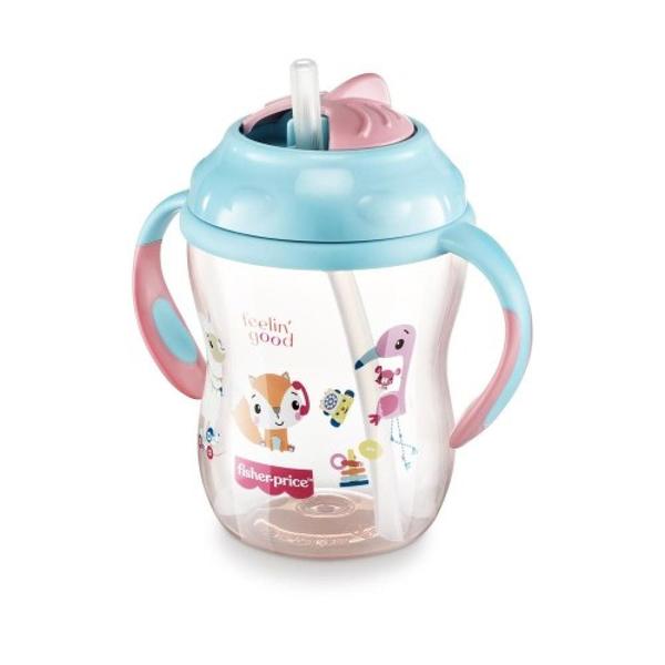 Imagem de Kit Copo de treinamento Bico Semirrígido rosa + Copo com Canudo First Moments Fisher Price - BB1015K