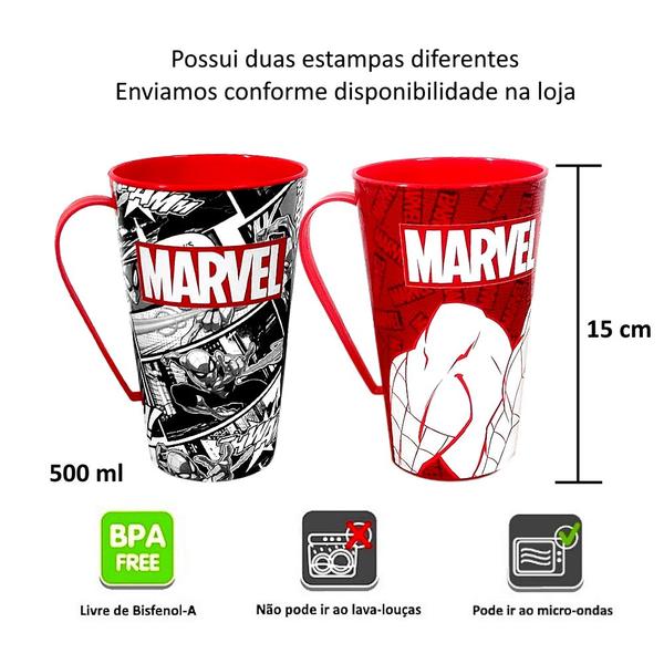 Imagem de Kit Copo e Caneca do Homem Aranha Spider-man Infantil Suco Café e Refrigerante