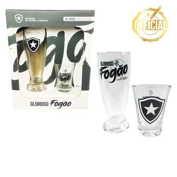 Imagem de Kit Copo Tulipa Munich 200ml + Copo Shot Dose 60ml Pinga Tequila Time Botafogo Oficial