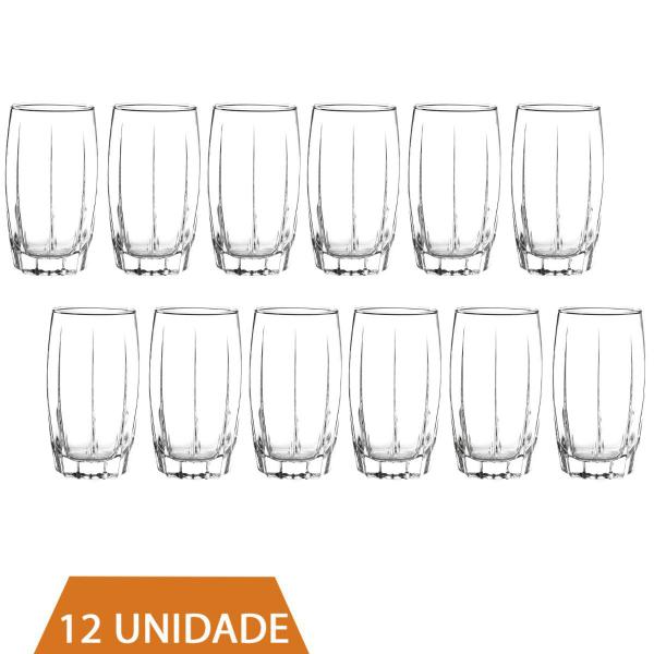 Imagem de Kit Copos 374 ML Vidro Long Drink Transparente Amadeus 12Un