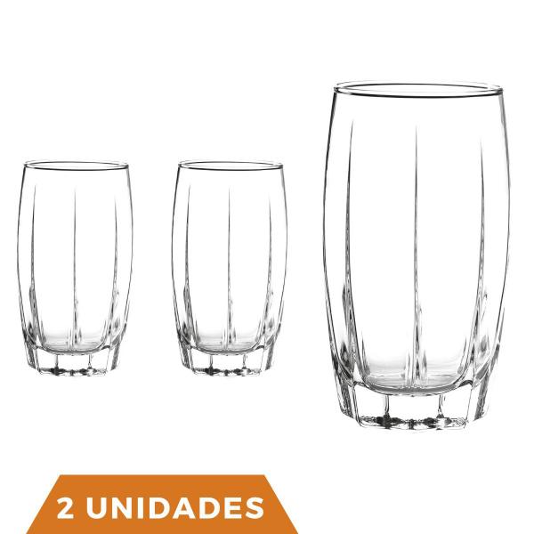 Imagem de Kit Copos 374 ML Vidro Long Drink Transparente Amadeus 2Un