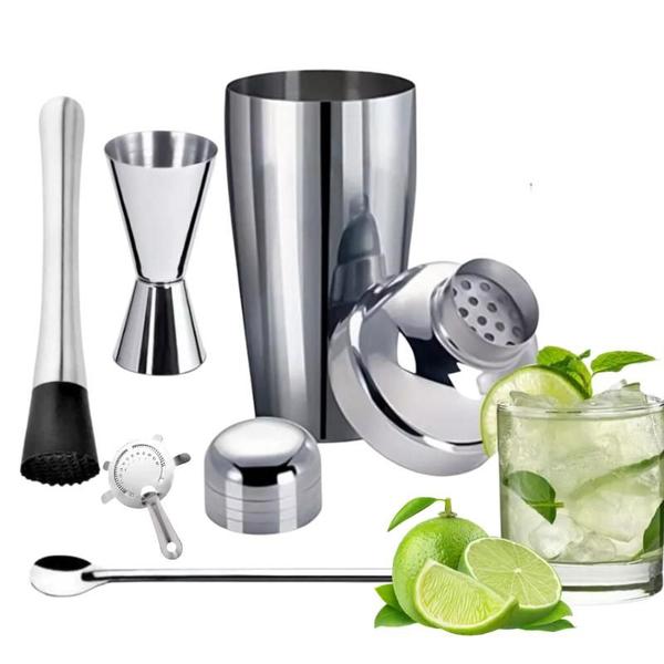 Imagem de Kit Coqueteleira Aço Inox Bartender 04 Peças  Drinks Coquetéis   e Qualidade