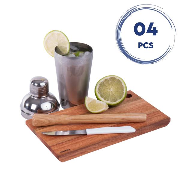 Imagem de Kit Coqueteleira Inox Caipirinha Profissional 4 Peças Utily