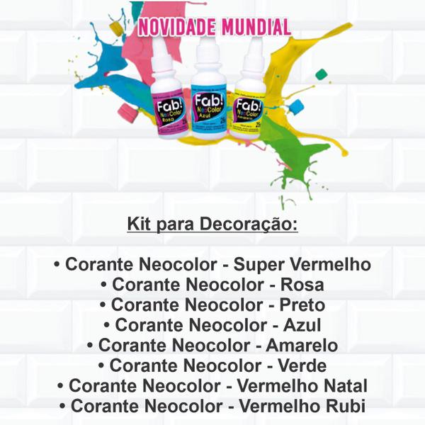 Kit Corante Alimentício Neocolor 8 Und Confeitaria Fab 8 Und - Geral Imagem de Kit Corante Alimentício Neocolor 8 Und Confeitaria Fab 8 Und