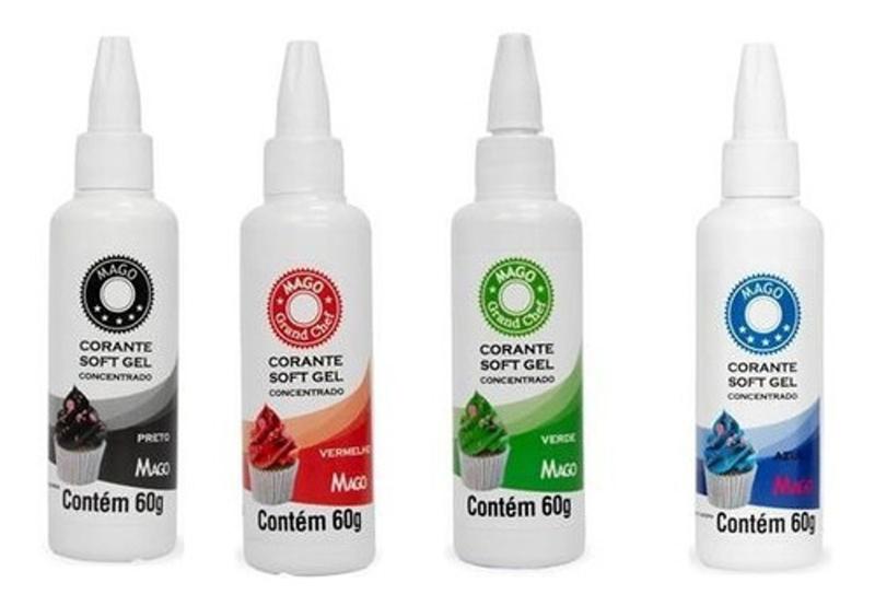 Kit Corante Mago Softgel 60 Gramas 4 Cores - FAB Imagem de Kit Corante Mago Softgel 60 Gramas 4 Cores