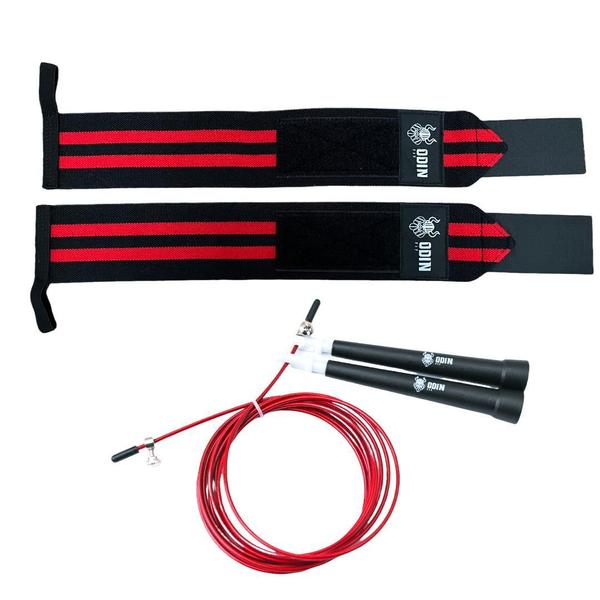 Imagem de Kit Corda De Pular Rolamento Speed Rope E Munhequeira Odin