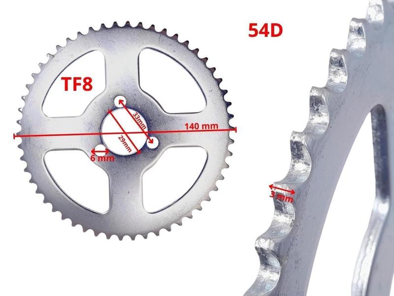 Imagem de Kit coroa/corrente/pinhão 17D de transmissão mini moto 49cc