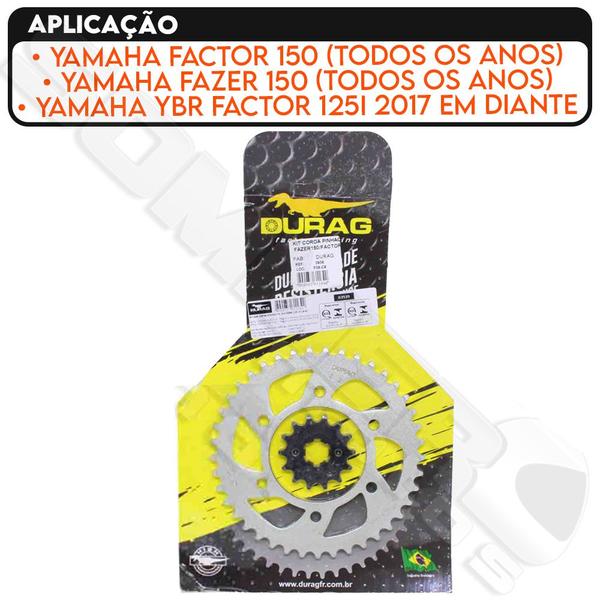 Imagem de Kit Coroa E Pinhão Factor 125i/ Factor 150/ Fazer 150 Durag