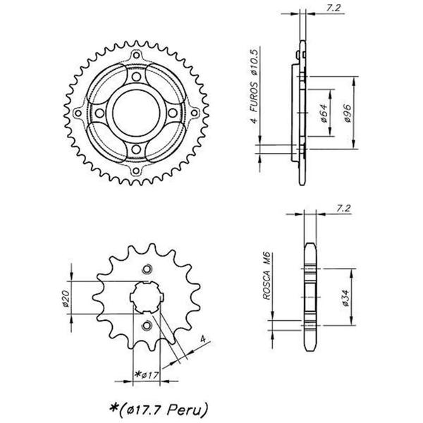 Imagem de Kit Coroa e Pinhão Relação Transmissão Honda CG 125 1995 a 2008 Vaz Extreme HCP0001T Fan Titan Cargo