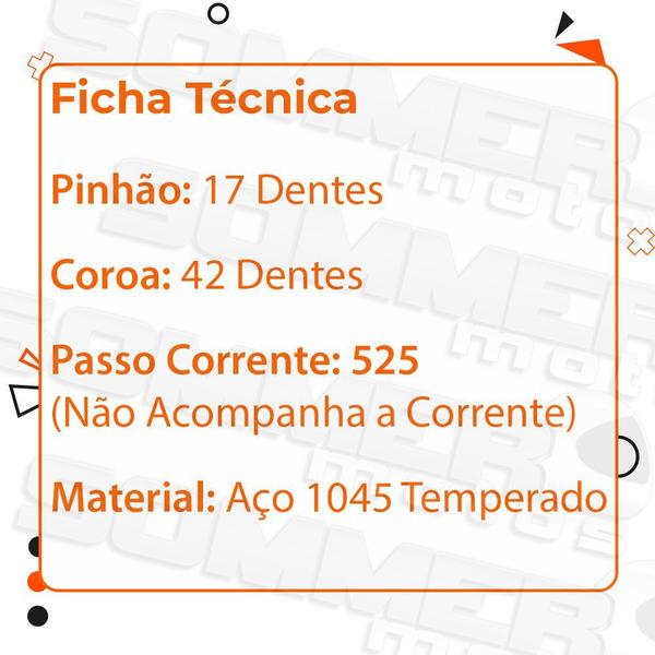 Imagem de Kit Coroa e Pinhão Suzuki GSR 750 L1-L6 ABS 11 a 16/ GSR 750 Z ABS 16 a 17 Aço 1045 Brandy