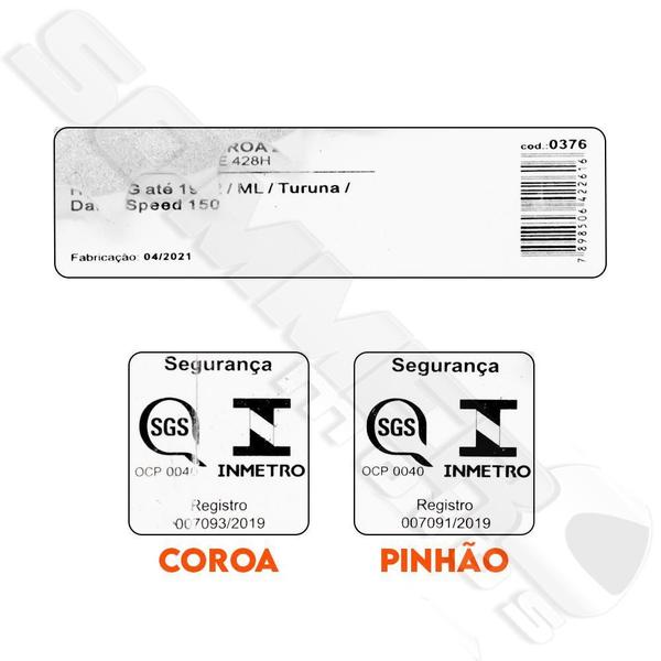 Imagem de Kit Coroa Pinhão Speed 150 2008 A 2015 Aço 1045 Brandy