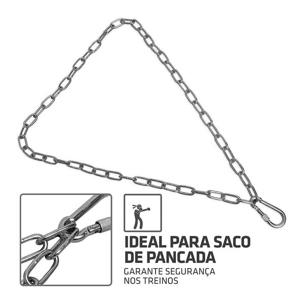 Imagem de Kit Corrente Para Saco de Pancada  150 cm  Aço  Mosquetão com Rosca de Travamento - Boxe