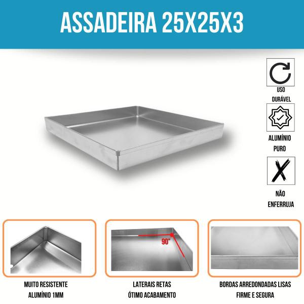 Imagem de Kit cortador 5x5 c/25 pedaços inox assadeira 25x25x3 brownie