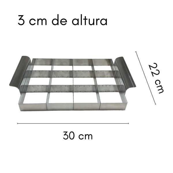 Imagem de Kit cortador 7x7 c/12 pedaços inox e forma assadeira 30x22x3 brownie