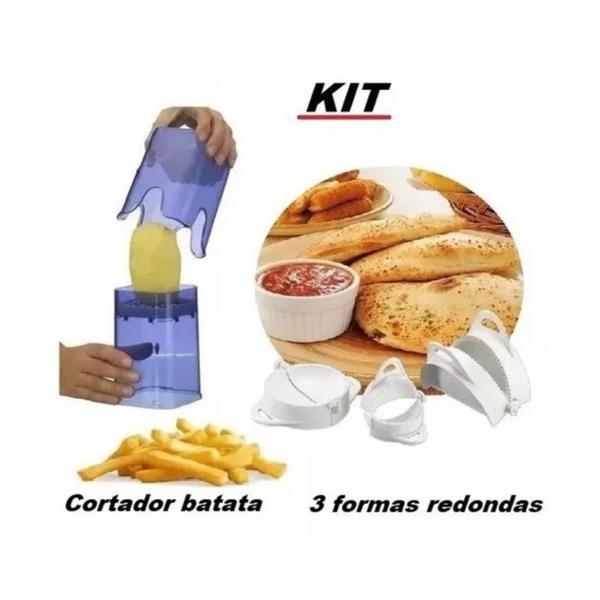 Imagem de Kit Cortador De Batata Palito + 3 Formas Redondas Pastel