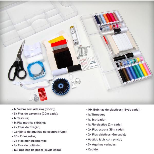 Kit Costura Com 167 Peças - Estojo Completo NYBC Imagem de Kit Costura Com 167 Peças - Estojo Completo NYBC